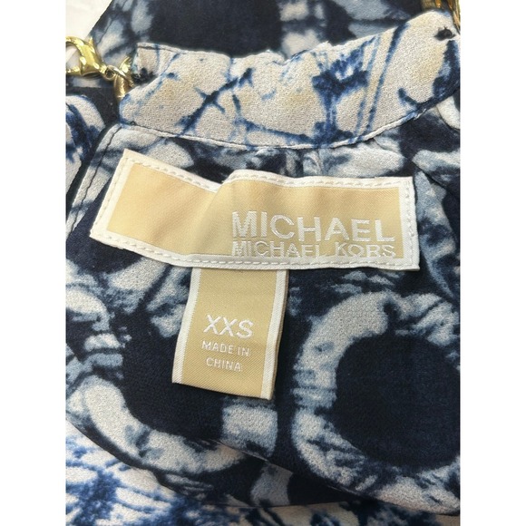 Michael Kors Womens XXS Chiffon Draped Halter Striped Maxi Dress Gold Chain Boho - Picture 6 of 9